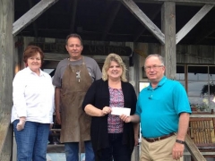 Fiddlers Grove – Pictured:  Gwen Scott; Blacksmith Artisan Dan Pelliteer; Helen McPeak; & Mayor Philip Craighead